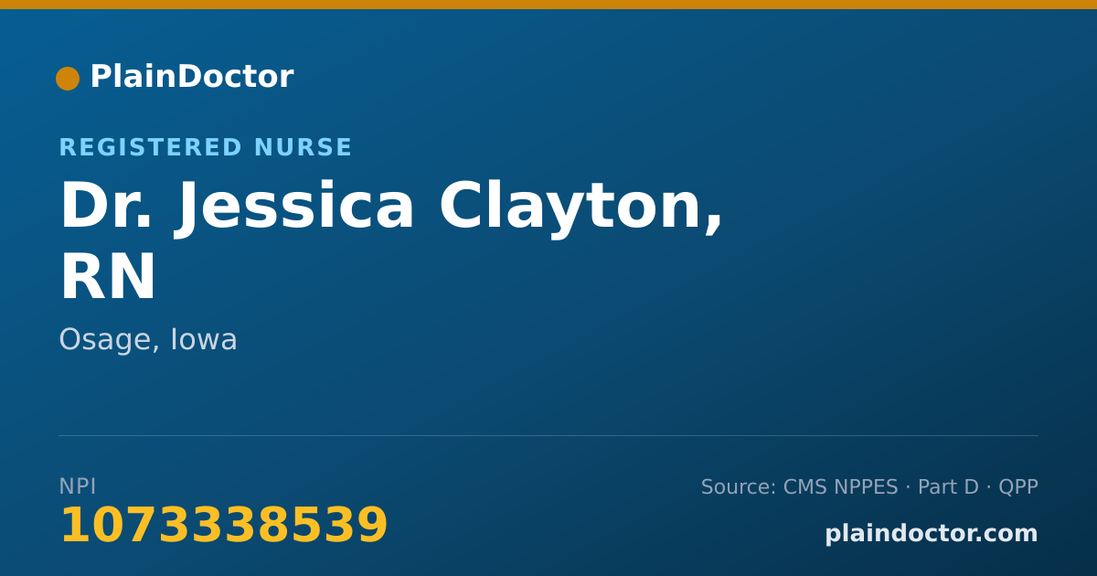 Shareable card for Jessica Clayton, RN - Registered Nurse, Osage, IA