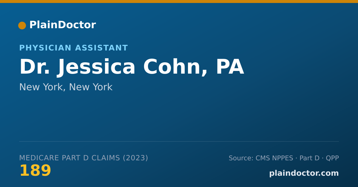 Shareable card for Jessica Cohn, PA - Physician Assistant, New York, NY
