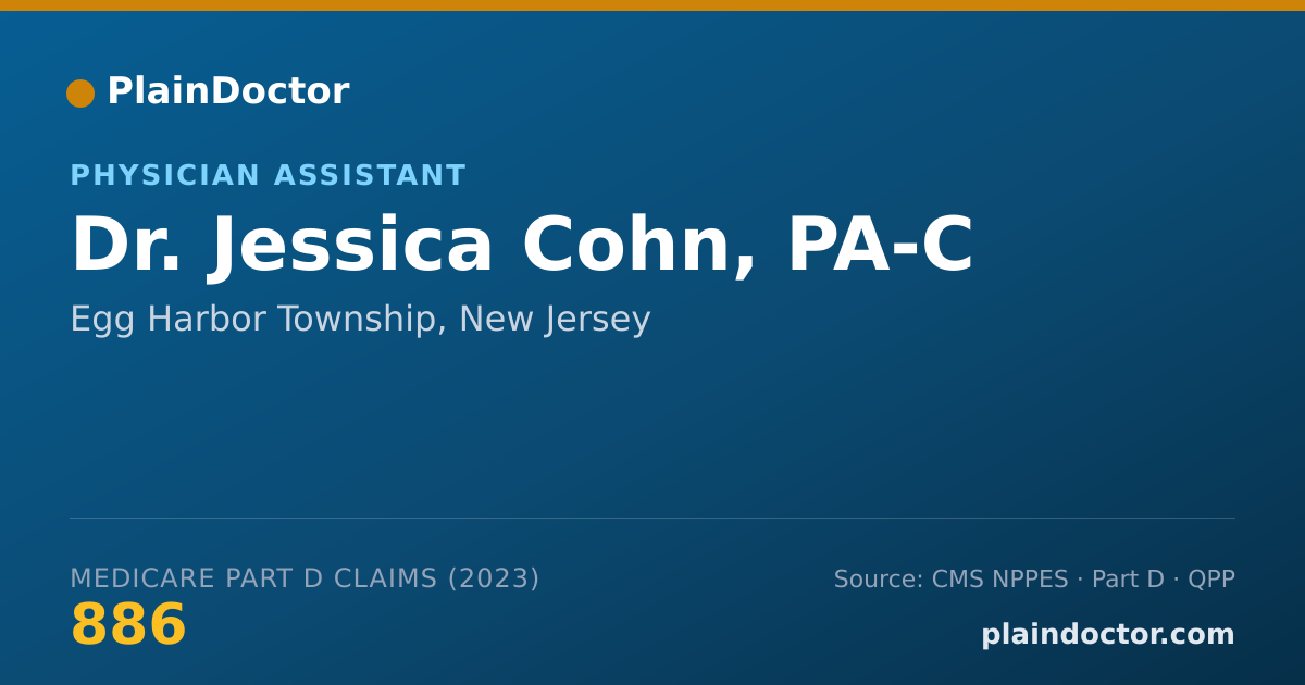 Shareable card for Jessica Cohn, PA-C - Physician Assistant, Egg Harbor Township, NJ