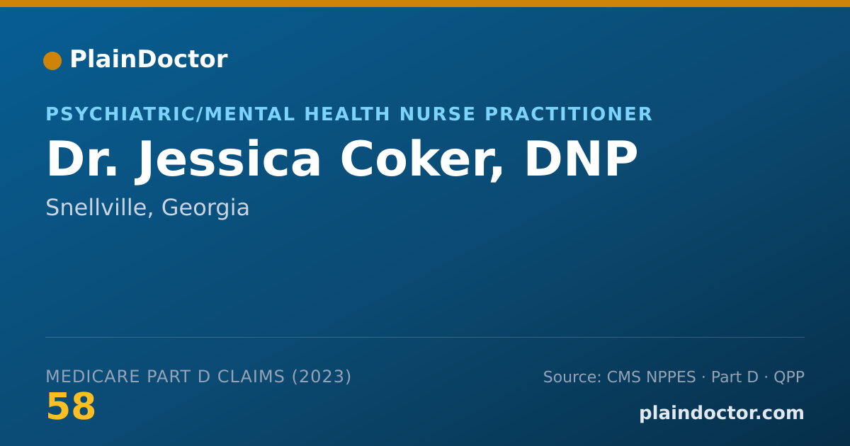Shareable card for Jessica Coker, DNP - Psychiatric/Mental Health Nurse Practitioner, Snellville, GA