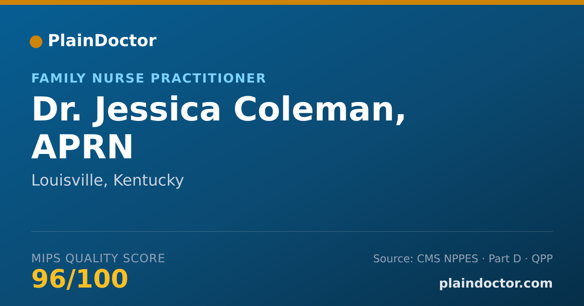 Shareable card for Jessica Coleman, APRN - Family Nurse Practitioner, Louisville, KY