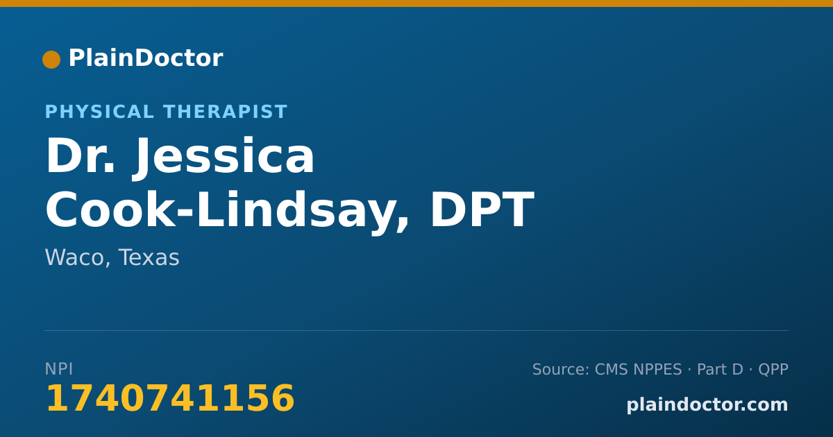 Shareable card for Jessica Cook-Lindsay, DPT - Physical Therapist, Waco, TX