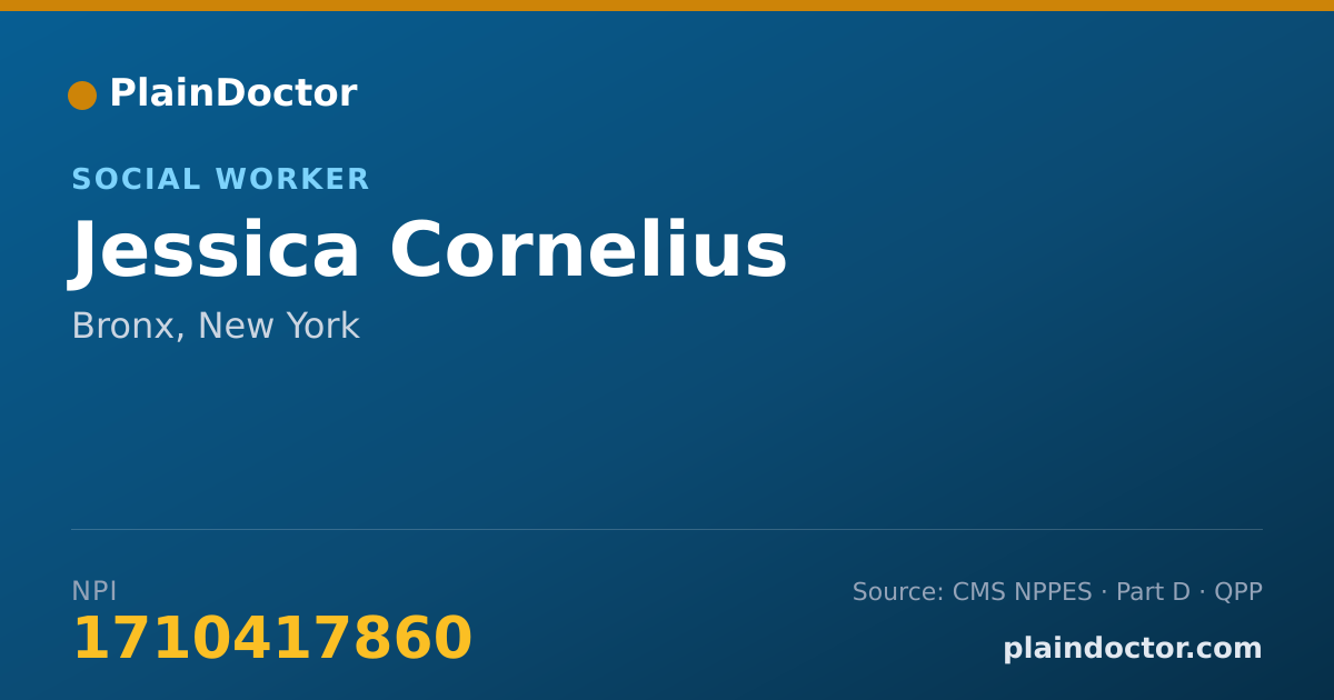 Shareable card for Jessica Cornelius - Social Worker, Bronx, NY