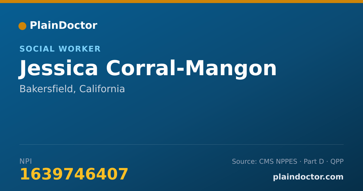 Shareable card for Jessica Corral-Mangon - Social Worker, Bakersfield, CA