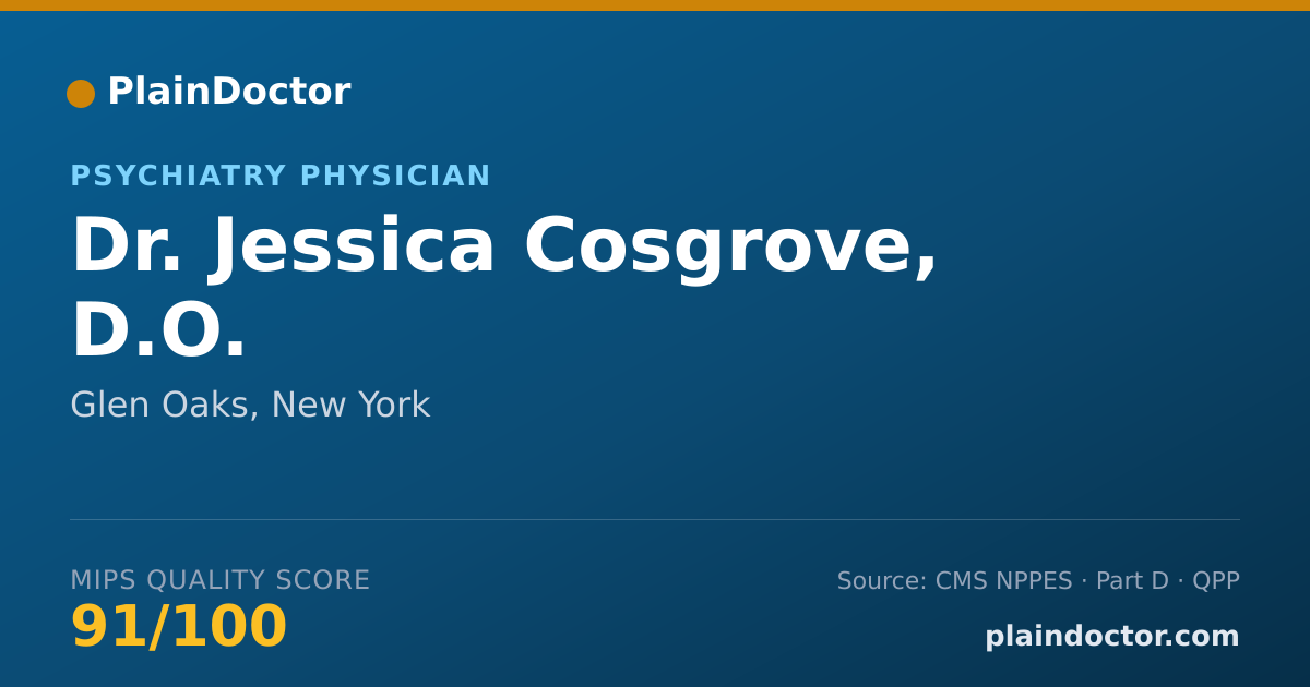 Shareable card for Jessica Cosgrove, D.O. - Psychiatry Physician, Glen Oaks, NY