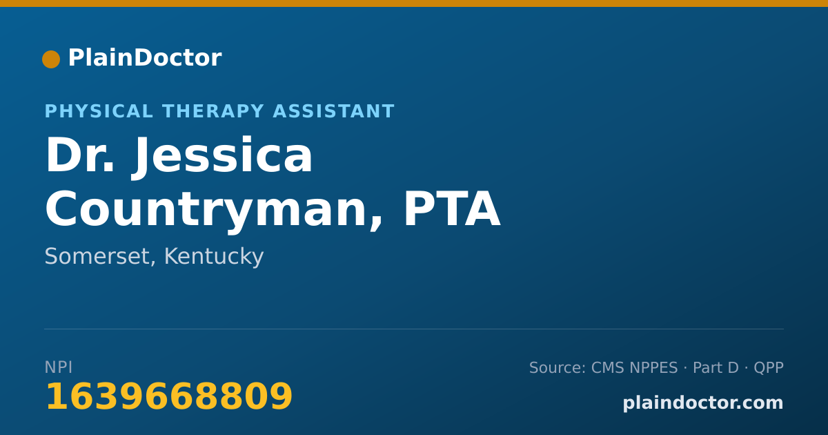 Shareable card for Jessica Countryman, PTA - Physical Therapy Assistant, Somerset, KY