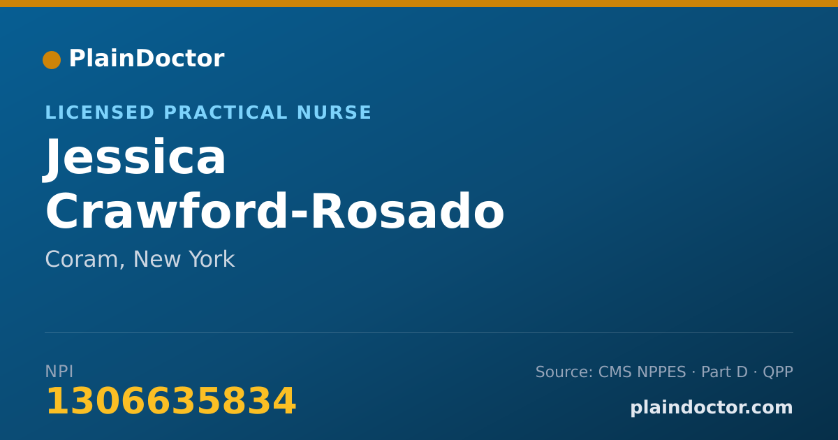 Shareable card for Jessica Crawford-Rosado - Licensed Practical Nurse, Coram, NY