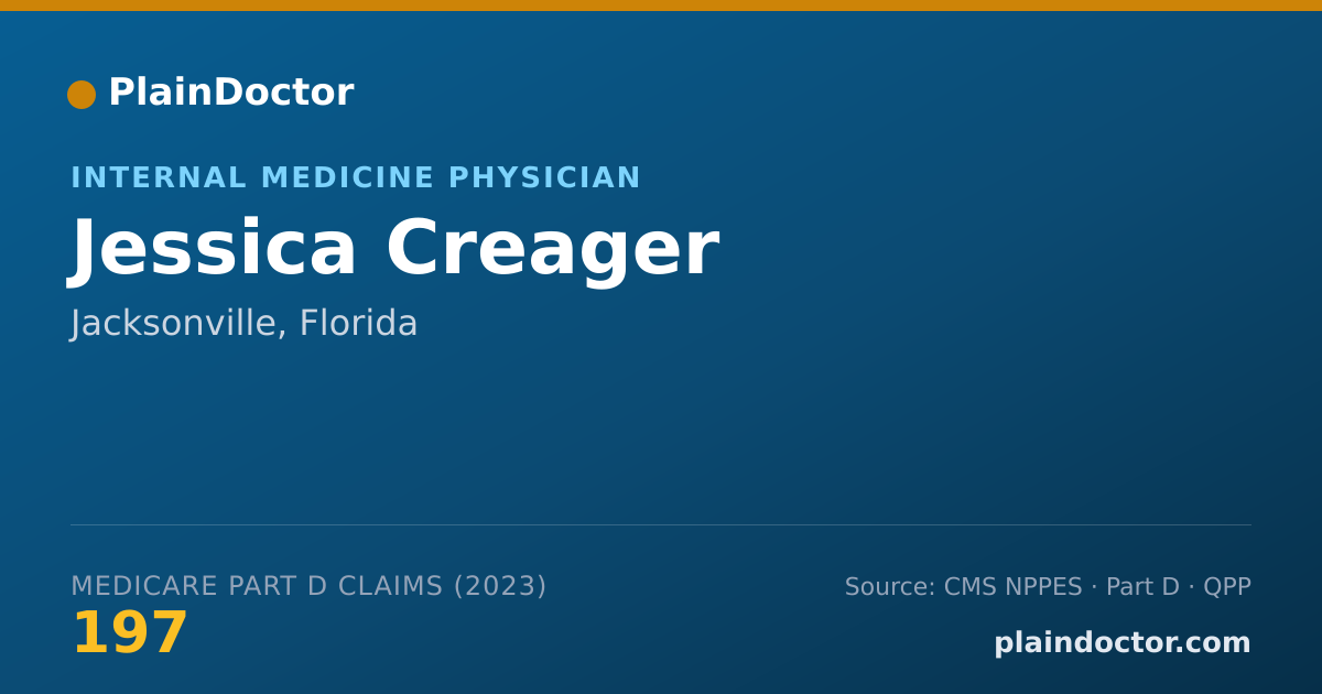 Shareable card for Jessica Creager - Internal Medicine Physician, Jacksonville, FL