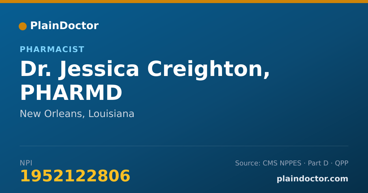 Shareable card for Jessica Creighton, PHARMD - Pharmacist, New Orleans, LA