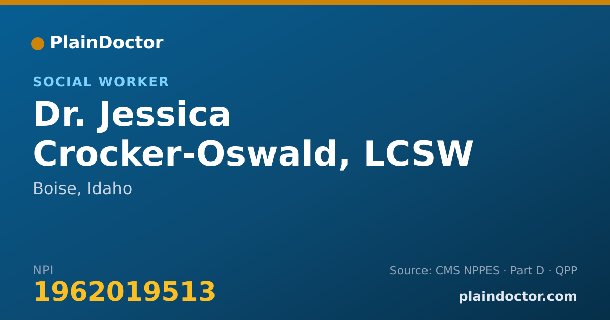 Shareable card for Jessica Crocker-Oswald, LCSW - Social Worker, Boise, ID