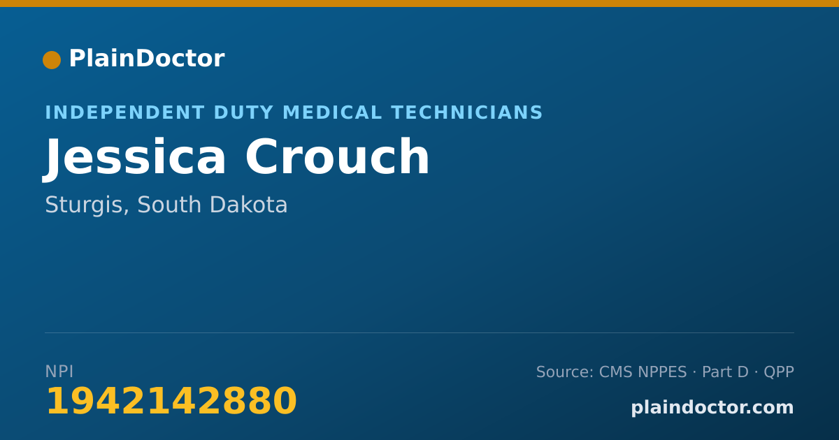 Shareable card for Jessica Crouch - Independent Duty Medical Technicians, Sturgis, SD