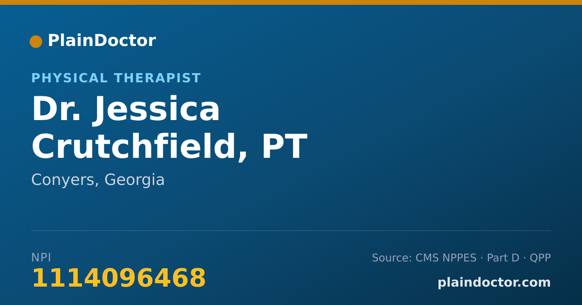 Shareable card for Jessica Crutchfield, PT - Physical Therapist, Conyers, GA