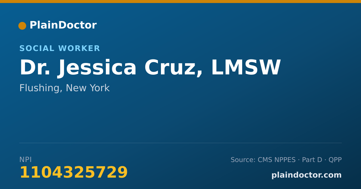 Shareable card for Jessica Cruz, LMSW - Social Worker, Flushing, NY