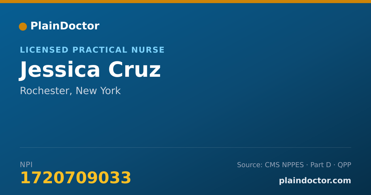 Shareable card for Jessica Cruz - Licensed Practical Nurse, Rochester, NY
