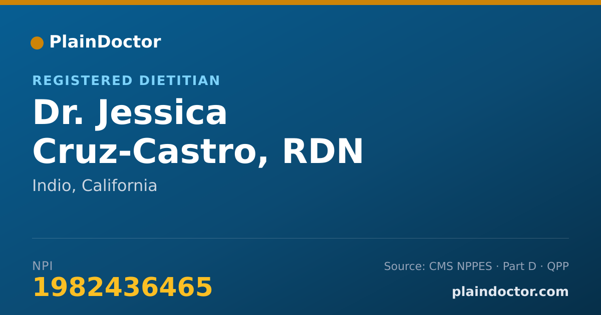 Shareable card for Jessica Cruz-Castro, RDN - Registered Dietitian, Indio, CA