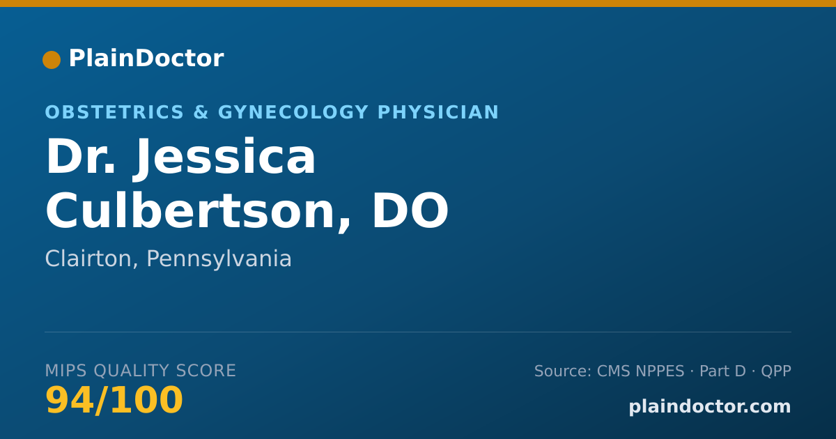 Shareable card for Jessica Culbertson, DO - Obstetrics & Gynecology Physician, Clairton, PA
