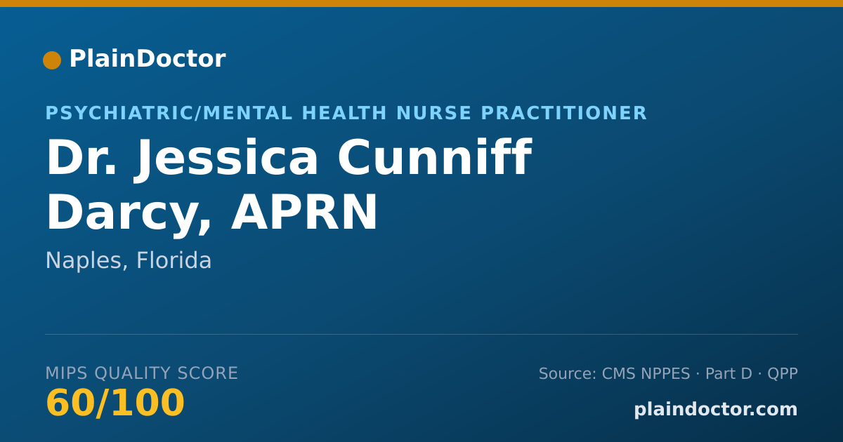 Shareable card for Jessica Cunniff Darcy, APRN - Psychiatric/Mental Health Nurse Practitioner, Naples, FL