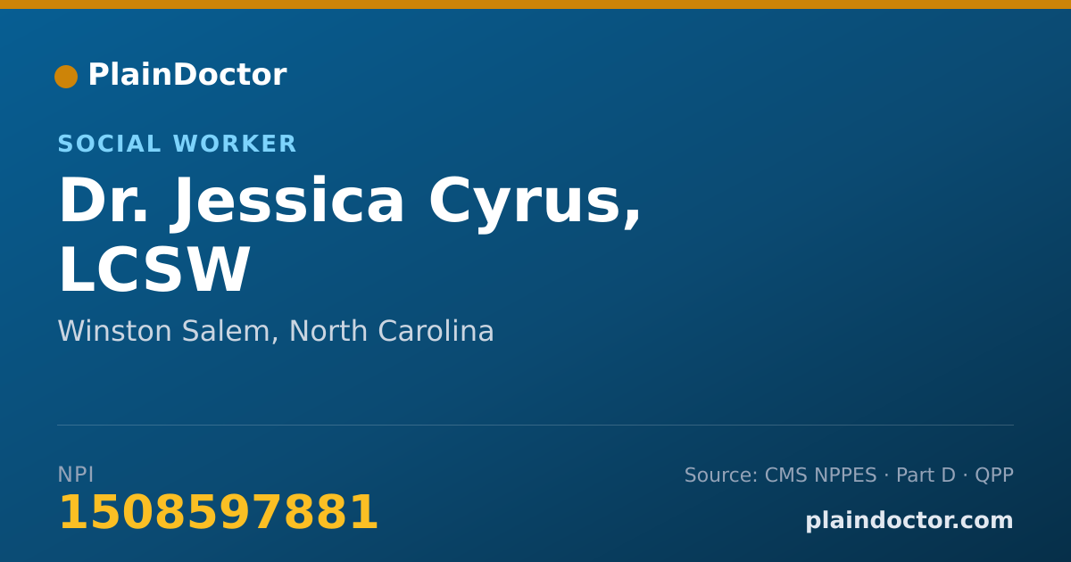 Shareable card for Jessica Cyrus, LCSW - Social Worker, Winston Salem, NC