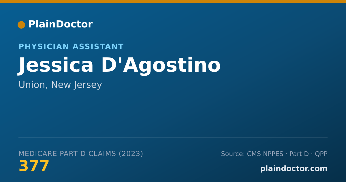 Shareable card for Jessica D'Agostino - Physician Assistant, Union, NJ