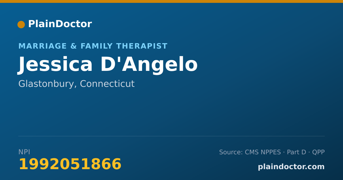 Shareable card for Jessica D'Angelo - Marriage & Family Therapist, Glastonbury, CT