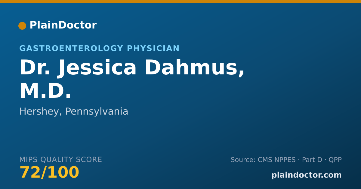 Shareable card for Jessica Dahmus, M.D. - Gastroenterology Physician, Hershey, PA