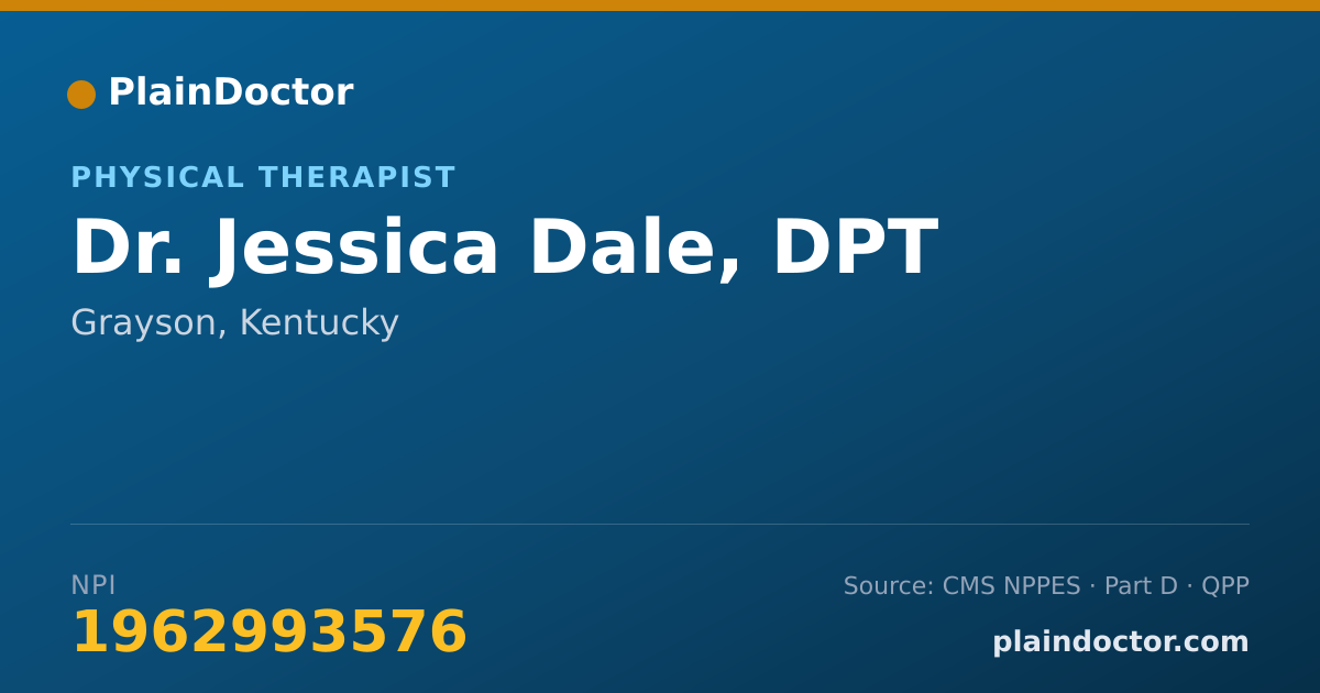 Shareable card for Jessica Dale, DPT - Physical Therapist, Grayson, KY