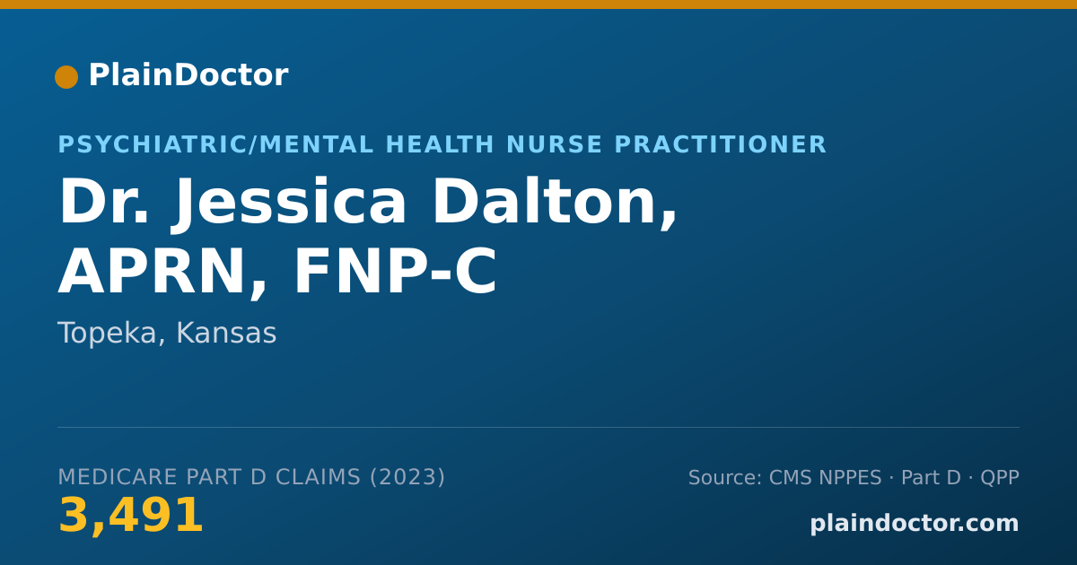 Shareable card for Jessica Dalton, APRN, FNP-C - Psychiatric/Mental Health Nurse Practitioner, Topeka, KS