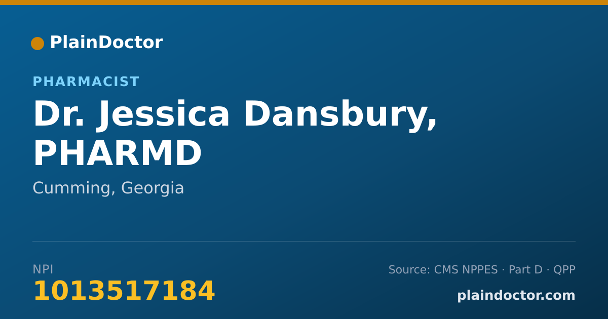 Shareable card for Jessica Dansbury, PHARMD - Pharmacist, Cumming, GA