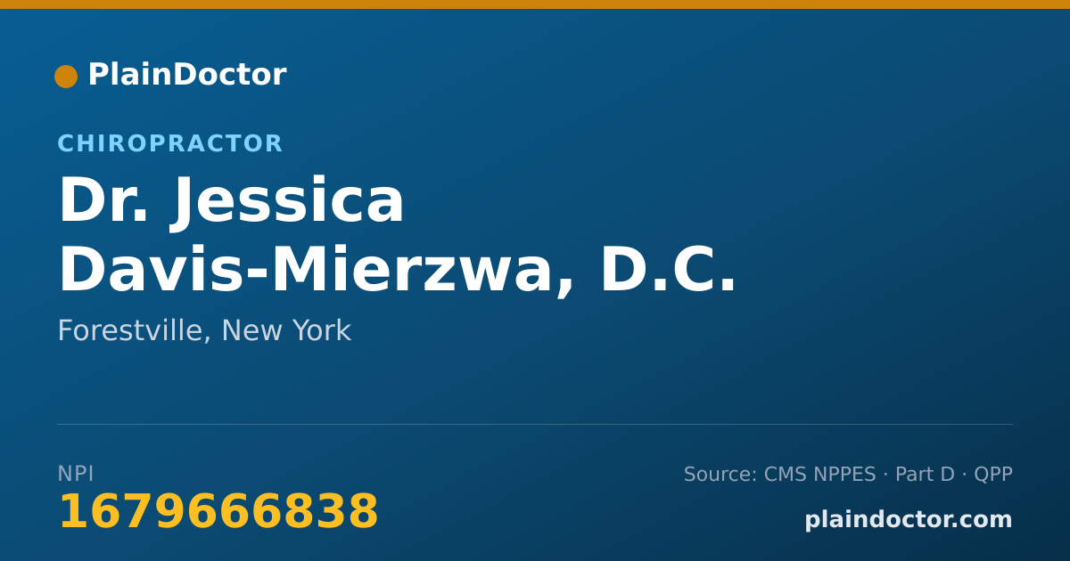 Shareable card for Jessica Davis-Mierzwa, D.C. - Chiropractor, Forestville, NY