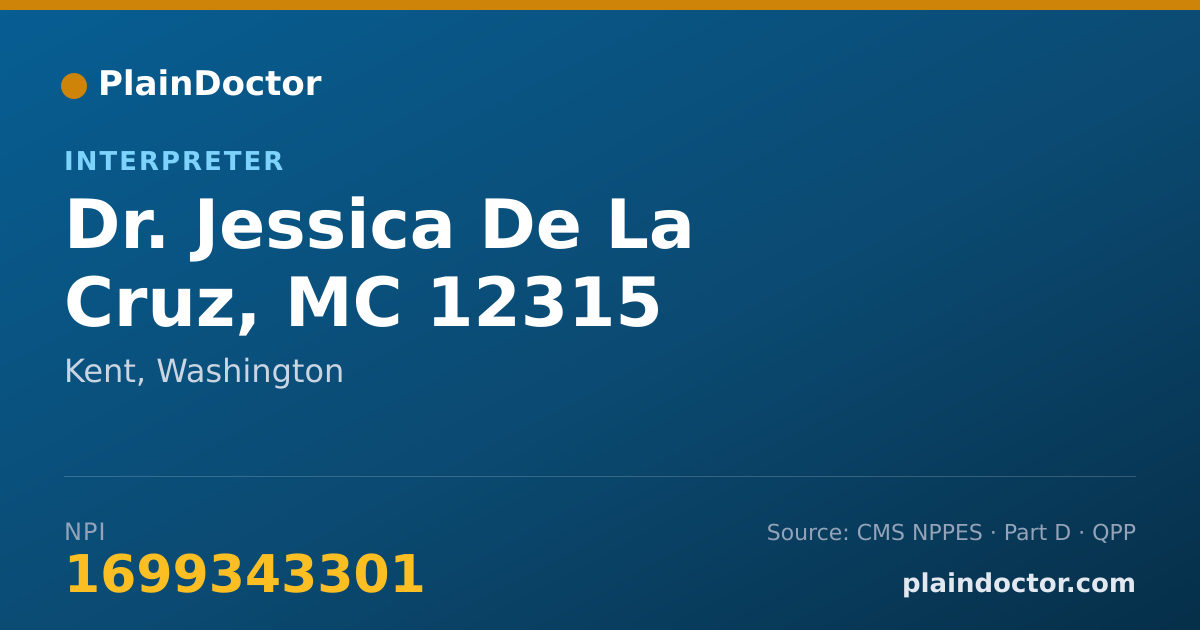 Shareable card for Jessica De La Cruz, MC 12315 - Interpreter, Kent, WA