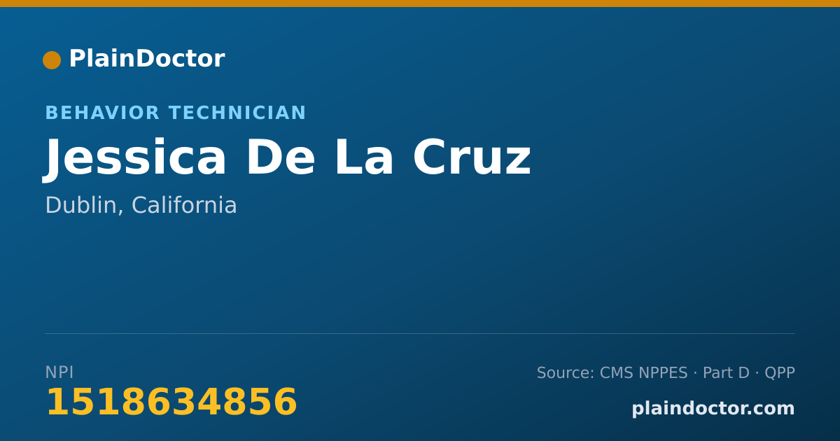 Shareable card for Jessica De La Cruz - Behavior Technician, Dublin, CA