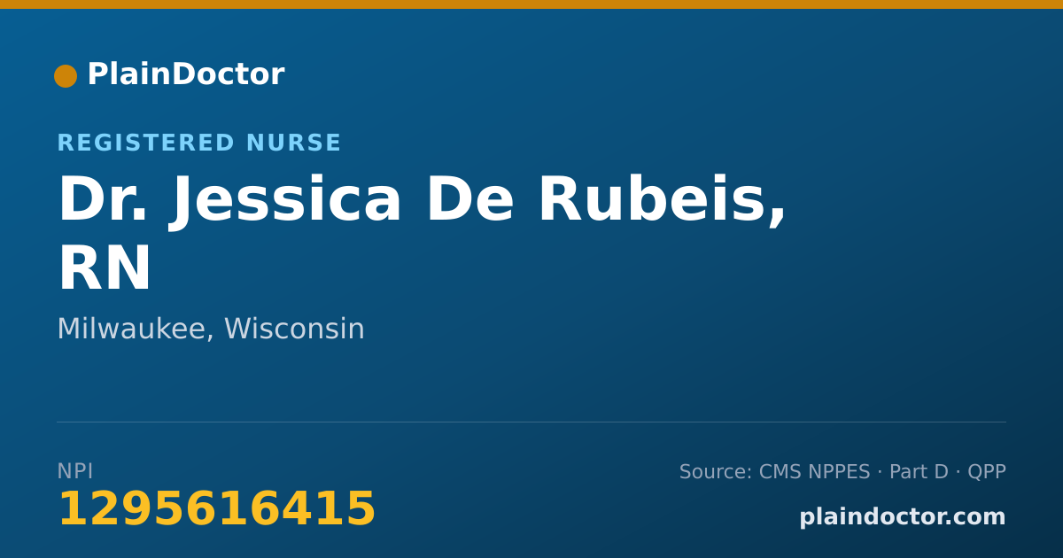 Shareable card for Jessica De Rubeis, RN - Registered Nurse, Milwaukee, WI