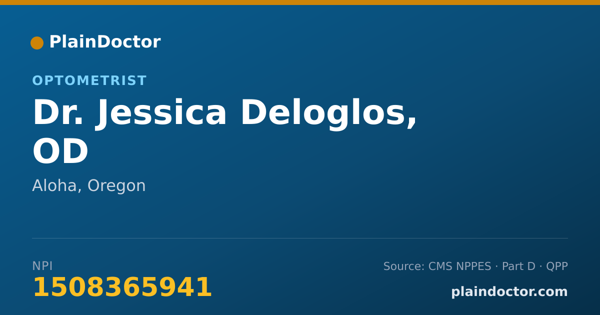 Shareable card for Jessica Deloglos, OD - Optometrist, Aloha, OR