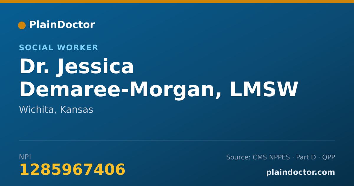 Shareable card for Jessica Demaree-Morgan, LMSW - Social Worker, Wichita, KS