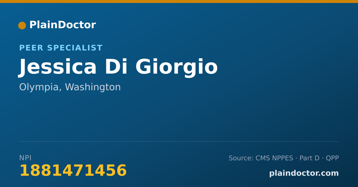 Shareable card for Jessica Di Giorgio - Peer Specialist, Olympia, WA