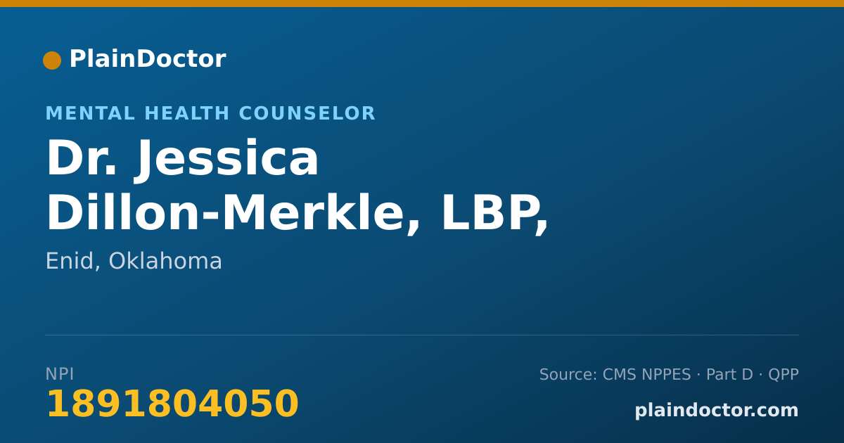 Shareable card for Jessica Dillon-Merkle, LBP, LPC - Mental Health Counselor, Enid, OK