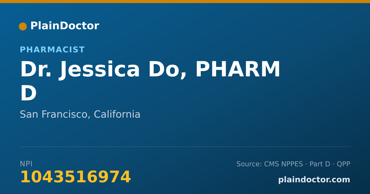Shareable card for Jessica Do, PHARM D - Pharmacist, San Francisco, CA