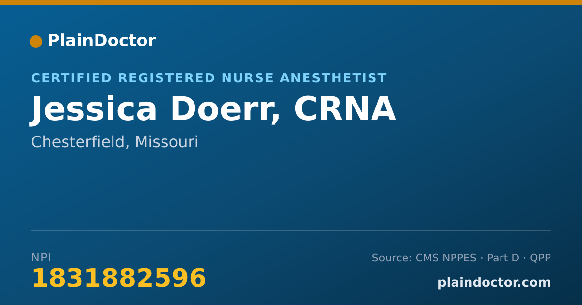 Shareable card for Jessica Doerr, CRNA - Certified Registered Nurse Anesthetist, Chesterfield, MO