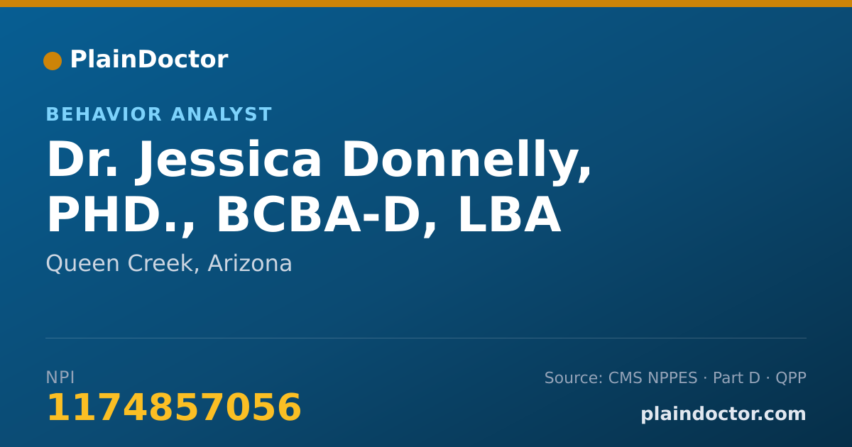 Shareable card for Jessica Donnelly, PHD.,  BCBA-D, LBA - Behavior Analyst, Queen Creek, AZ
