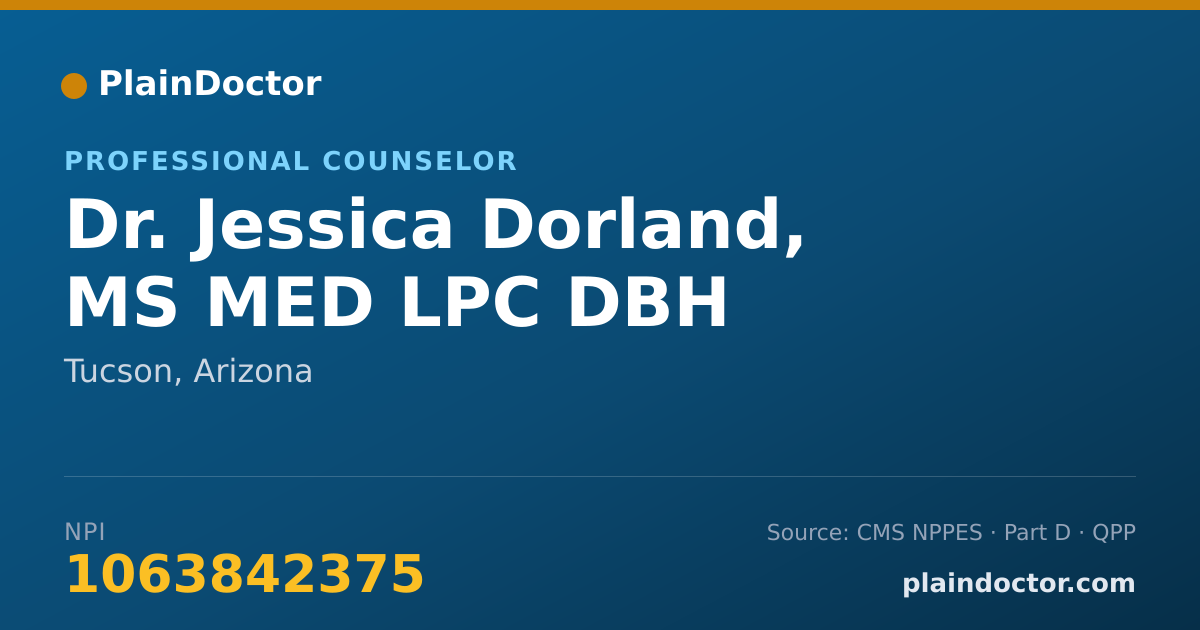 Shareable card for Jessica Dorland, MS MED LPC DBH - Professional Counselor, Tucson, AZ