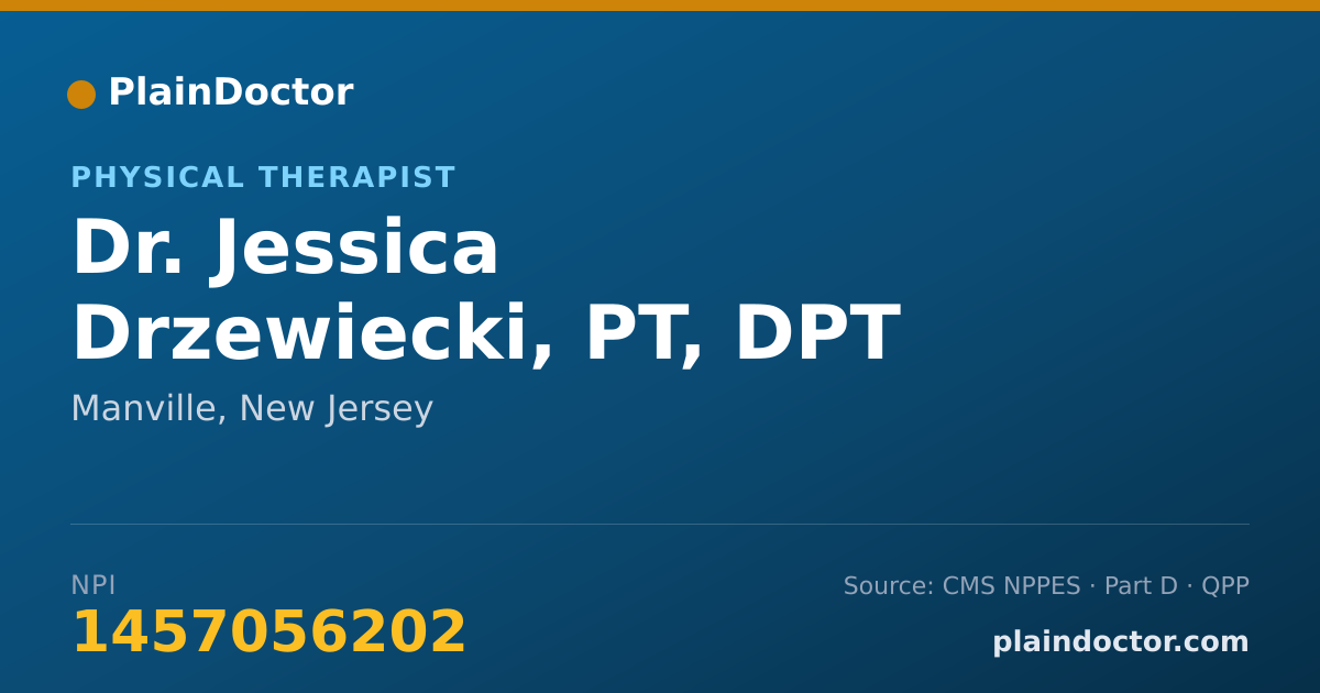 Shareable card for Jessica Drzewiecki, PT, DPT - Physical Therapist, Manville, NJ