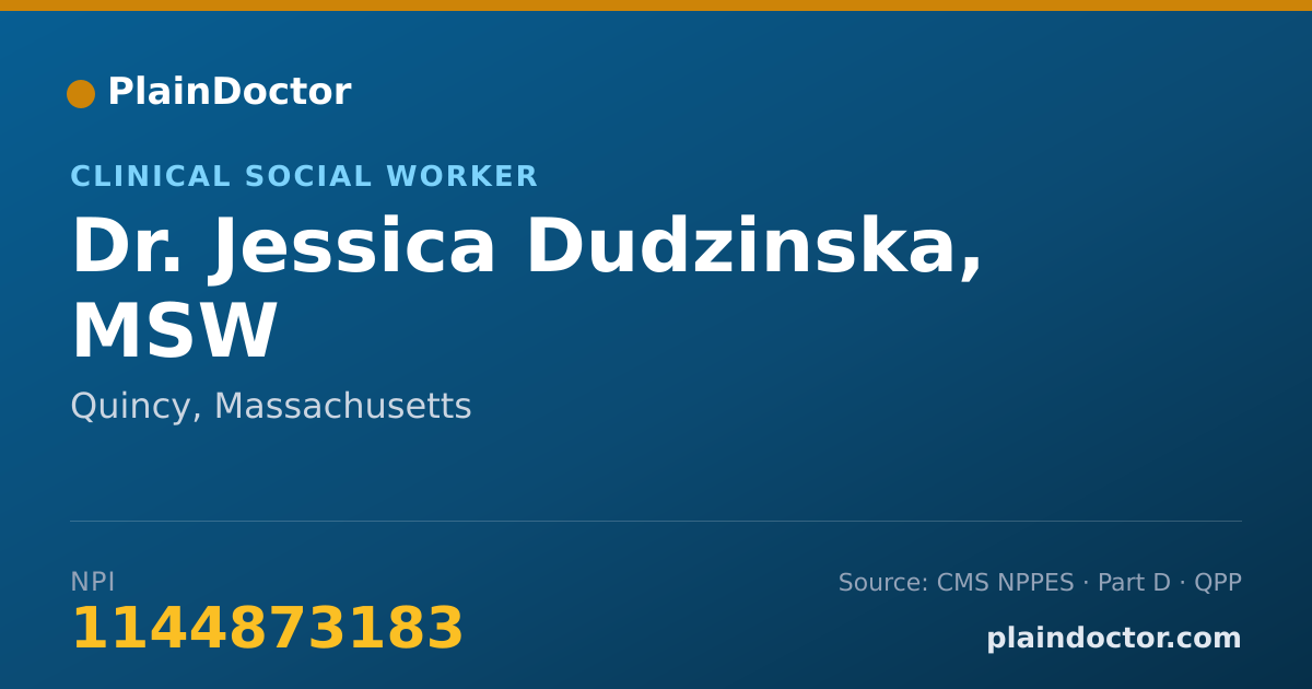 Shareable card for Jessica Dudzinska, MSW - Clinical Social Worker, Quincy, MA