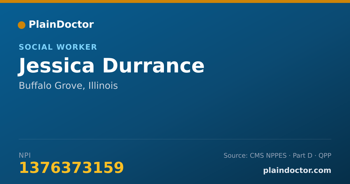 Shareable card for Jessica Durrance - Social Worker, Buffalo Grove, IL