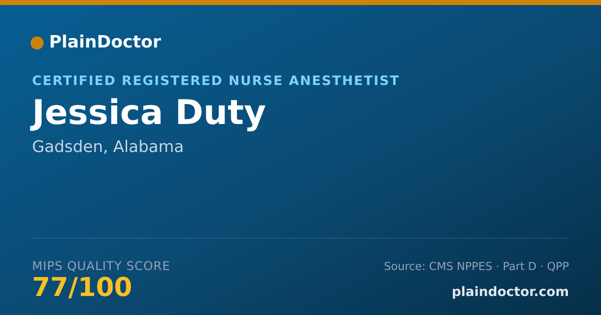 Shareable card for Jessica Duty - Certified Registered Nurse Anesthetist, Gadsden, AL