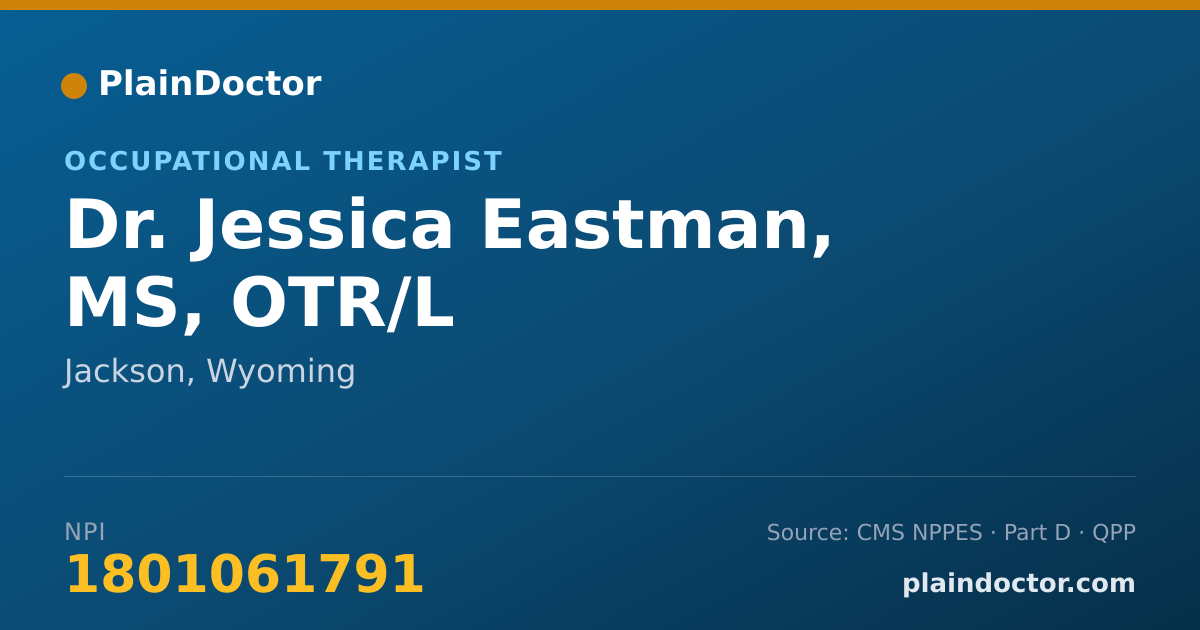Shareable card for Jessica Eastman, MS, OTR/L - Occupational Therapist, Jackson, WY