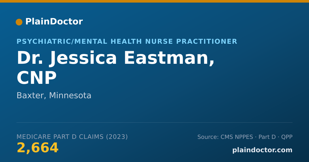 Shareable card for Jessica Eastman, CNP - Psychiatric/Mental Health Nurse Practitioner, Baxter, MN