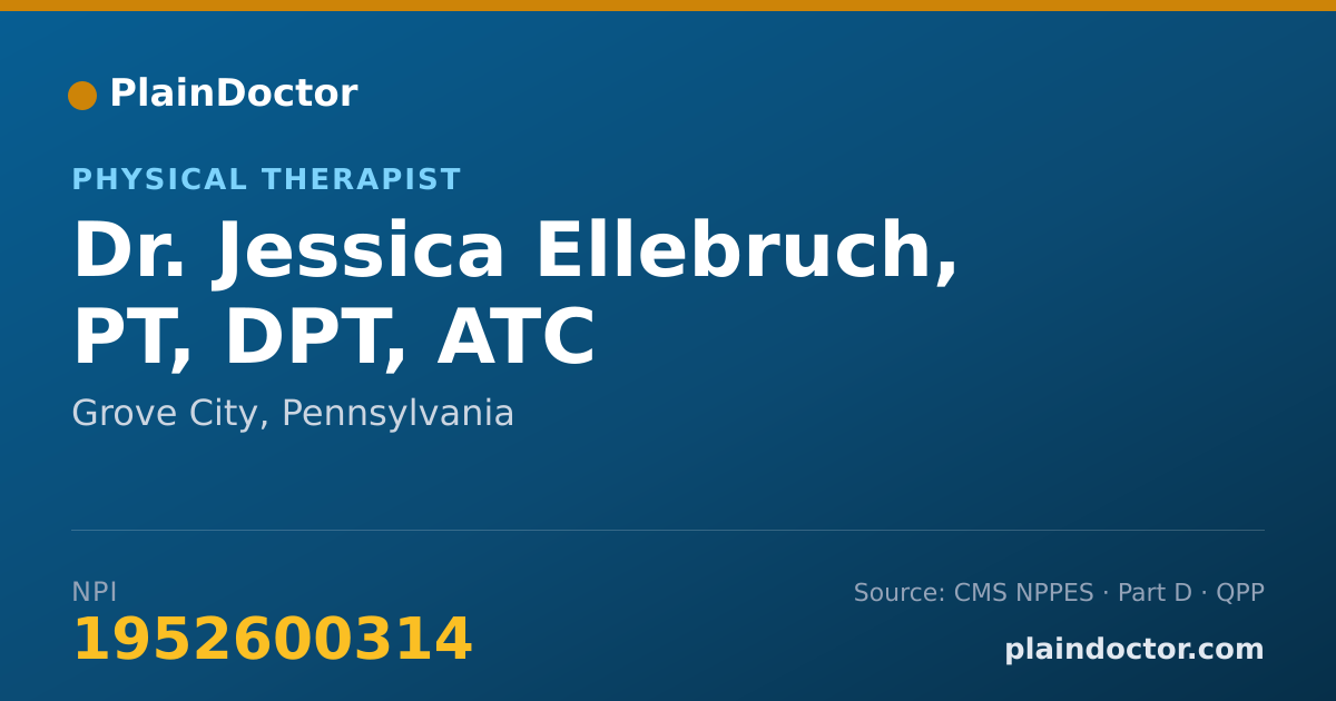 Shareable card for Jessica Ellebruch, PT, DPT, ATC - Physical Therapist, Grove City, PA