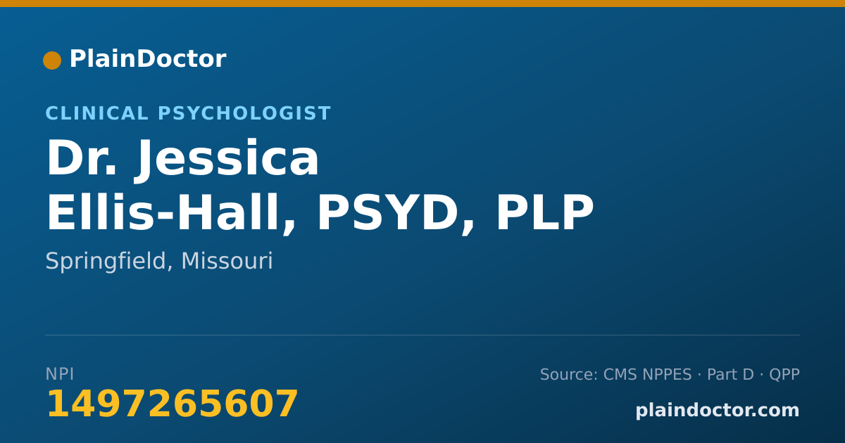 Shareable card for Jessica Ellis-Hall, PSYD, PLP - Clinical Psychologist, Springfield, MO