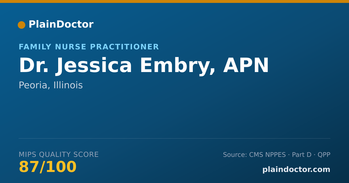 Shareable card for Jessica Embry, APN - Family Nurse Practitioner, Peoria, IL