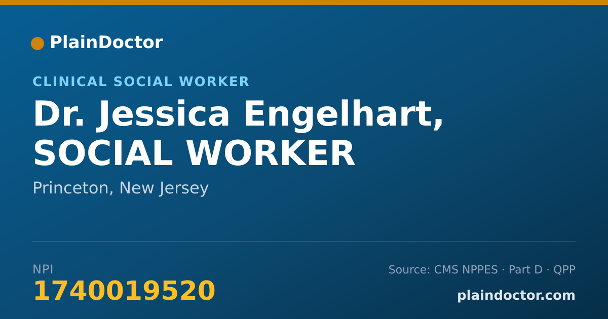 Shareable card for Jessica Engelhart, SOCIAL WORKER - Clinical Social Worker, Princeton, NJ